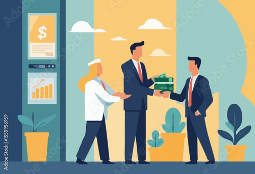 Business loan or bank offer money agreement, personal loan or entrepreneur and small business lending, debt or bank approval allowance concept, businessman business owner getting loan money from bank
