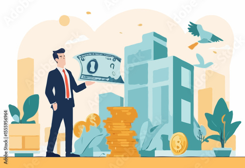 Business loan or bank offer money agreement, personal loan or entrepreneur and small business lending, debt or bank approval allowance concept, businessman business owner getting loan money from bank