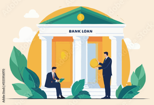 Business loan or bank offer money agreement, personal loan or entrepreneur and small business lending, debt or bank approval allowance concept, businessman business owner getting loan money from bank