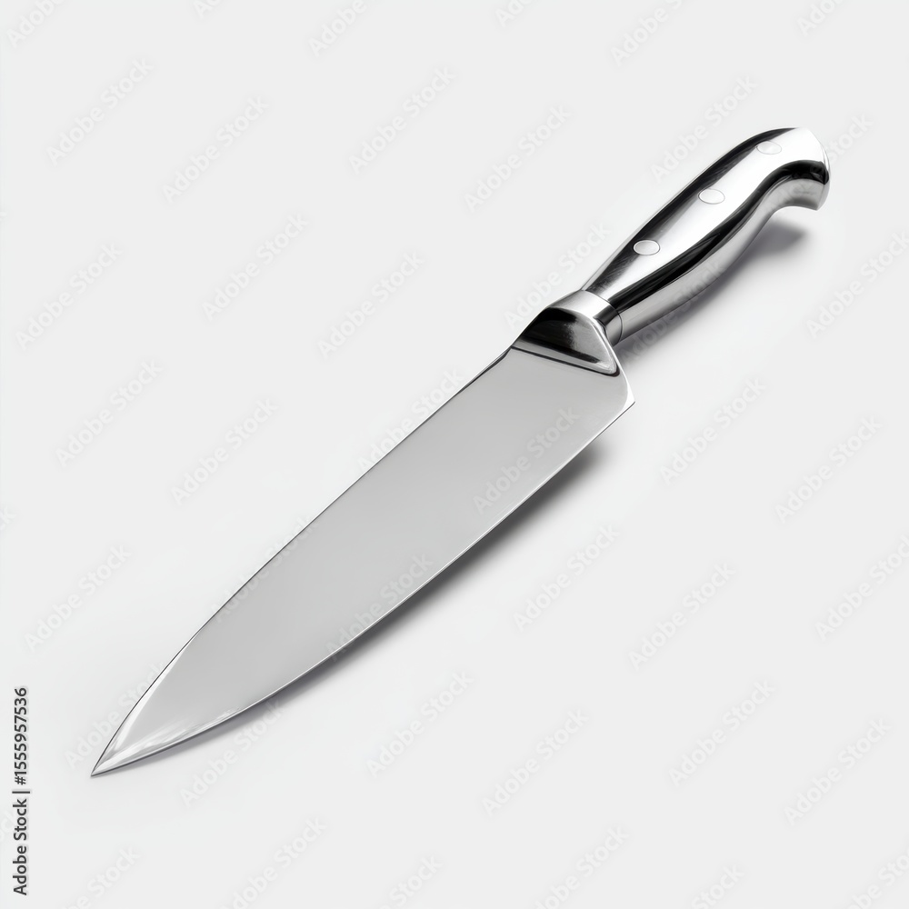 Obraz premium Sleek stainless steel kitchen knife for cutting.