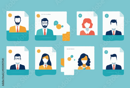 Employee management system, attendance or candidate analysis, customer management system, CRM or recruitment applicant system concept, businessman manage people with employee online application