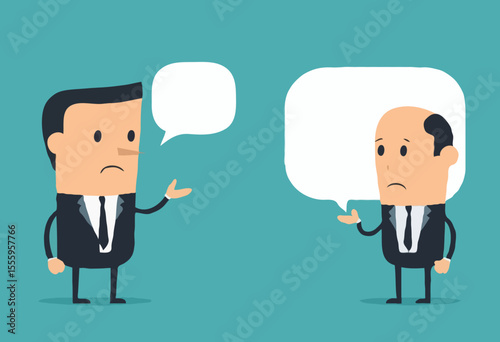 Jargon, communicate with technical word or hard to understand language, complicated conversation, difficult to explain, businessman talk with jargon word in speech bubble dialog make other confuse