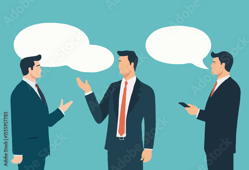 Jargon, communicate with technical word or hard to understand language, complicated conversation, difficult to explain, businessman talk with jargon word in speech bubble dialog make other confuse