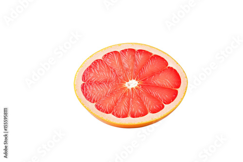 A juicy grapefruit slice, segmented and vibrant, isolated on a transparent background. background removed