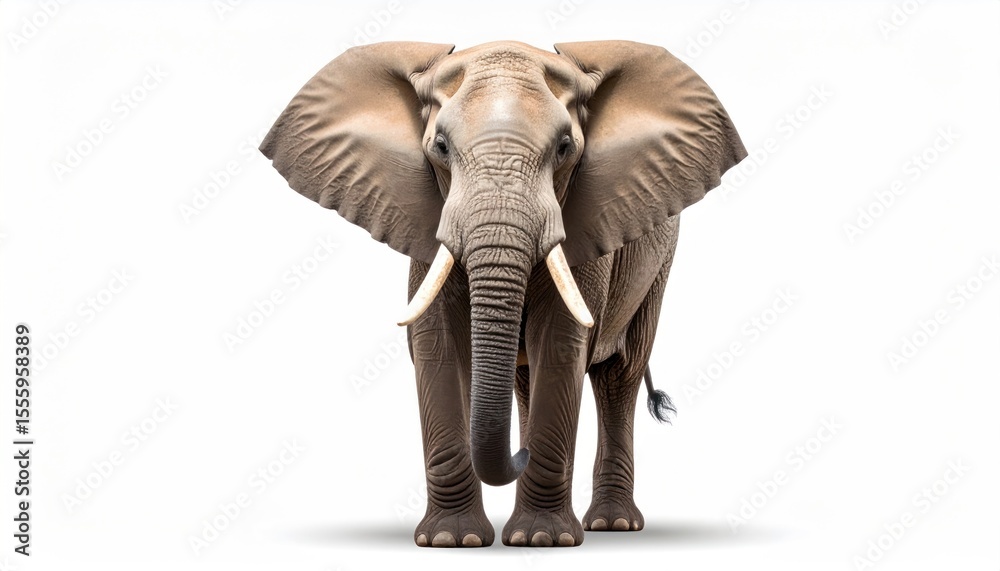 Obraz premium Magnificent African Elephant Portrait Isolated on Transparent Background