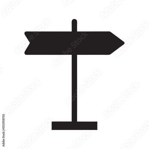 Simple Black Directional Sign Icon Pointing Right on a White Background for Design Projects