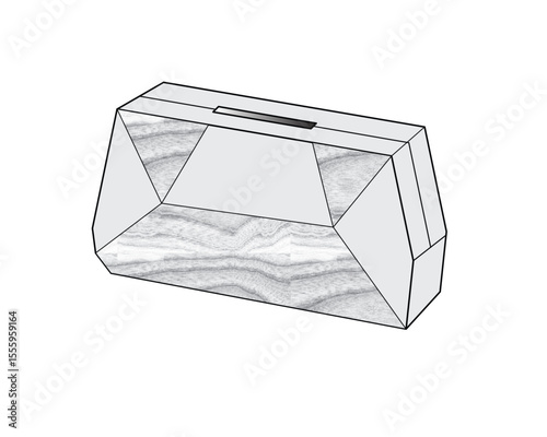 Box clutch bags flat drawing vector design mockup template.