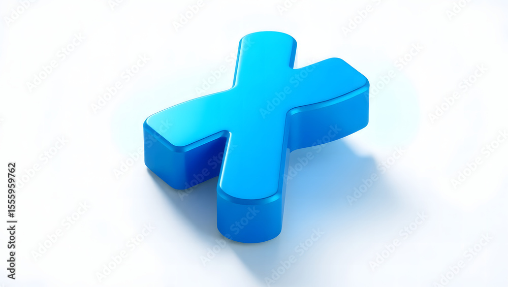 Obraz premium Modern 3D X sign icon in blue, ideal for tech, medical or UI themes