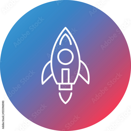 Rocket Line Gradient Circle Background Icon