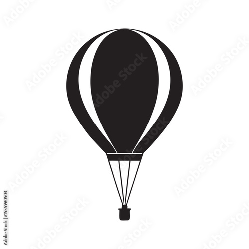 Simple Black and White Hot Air Balloon Silhouette Illustration for Graphic Design Projects and Creative Visuals