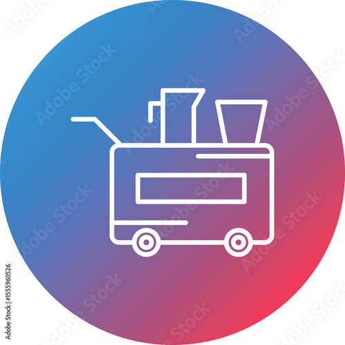 Airplane Food Trolley Line Gradient Circle Background Icon