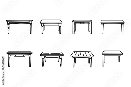 Dining table line art and black color