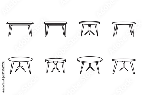 Dining table line art and black color