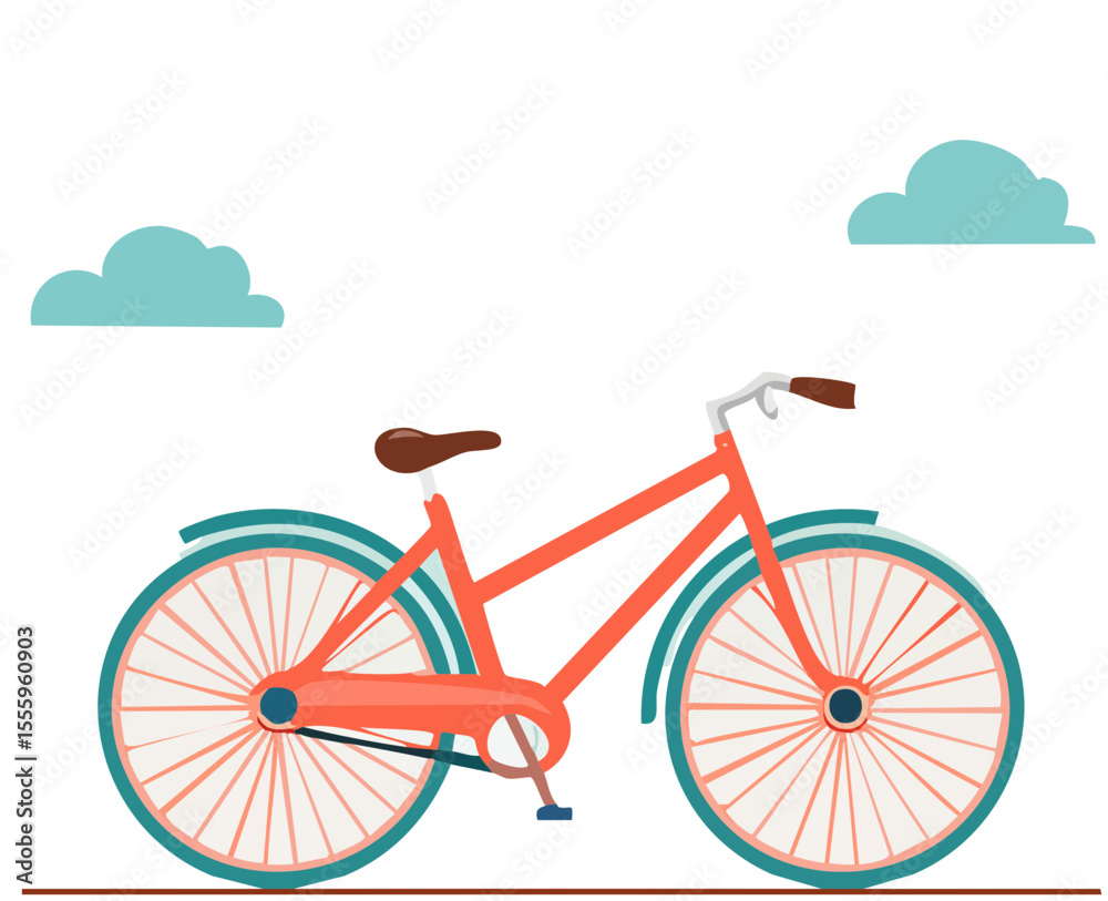 Fototapeta premium Modern Bicycle Vector - Flat Design Urban Transportation 