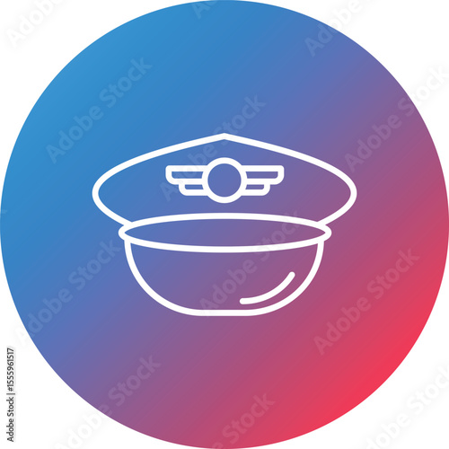 Pilot Hat Line Gradient Circle Background Icon