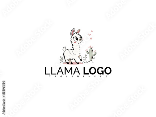 Magical Kawaii Alpaca Clipart Vector Logo with Wings and Stars. Perfect Mascot Illustration for Kid Clothing Brands, Book Art, Toys, and Whimsical Baby Product Branding.

