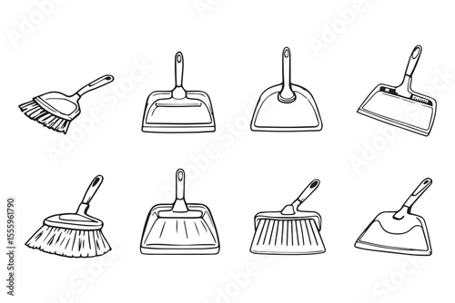 Dustpan line art and black color