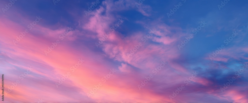 Fototapeta premium Colorful Sky with Pink, Purple, and Blue Clouds at Sunset or Sunrise