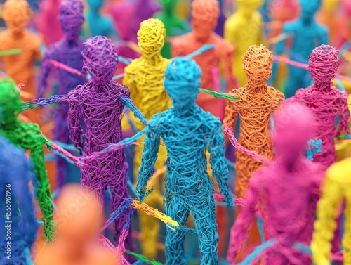 Colorful abstract people connected together