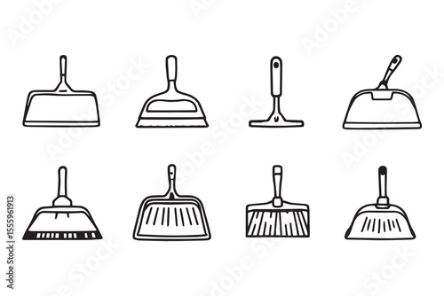 Dustpan line art and black color