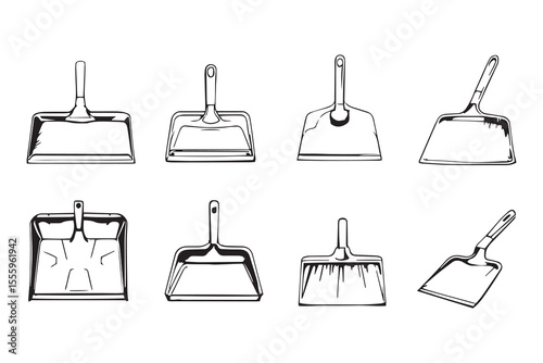Dustpan line art and black color