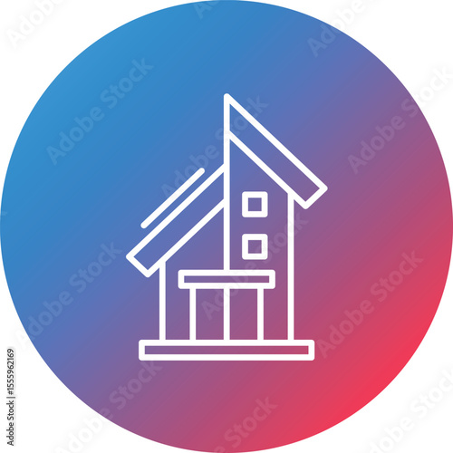 Semi Detached House Line Gradient Circle Background Icon