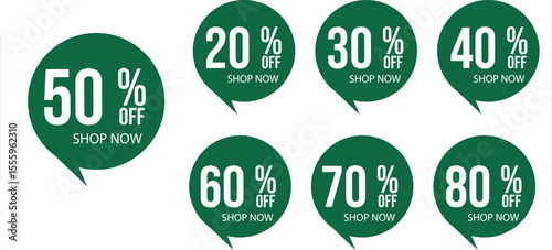 Green Circular Discount Tags – Up to 80% Off