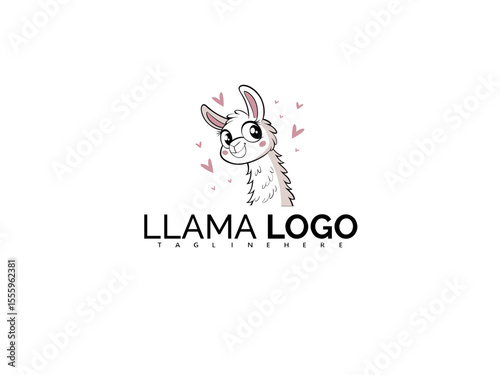 Kawaii Style Cute Alpaca Clipart with Magical Rainbow Touch. Cartoon Vector Logo for Branding Toys, Stickers, Kids Clothing, and Whimsical Baby Products with Pastel Accents.

