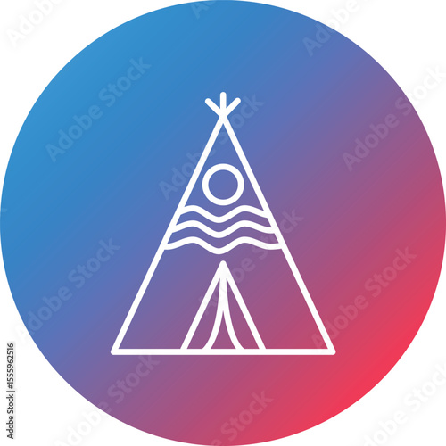 Wigwam Line Gradient Circle Background Icon