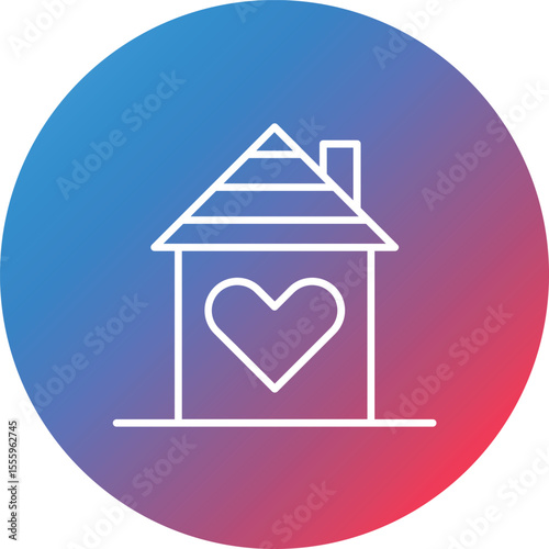 Shelter Line Gradient Circle Background Icon
