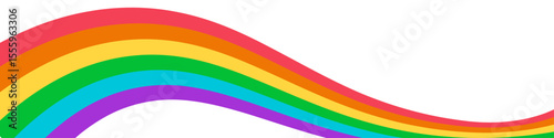LGBT Pride Flag banner. LGBTQ Pride flag wave. Wavy rainbow ribbon in Pride parade Colors isolated on transparent background. Vector Illustration for social media Pride month designs.