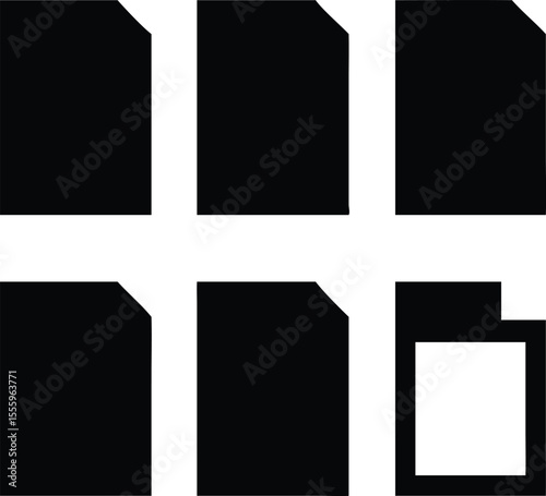 six art paper set isolated on white background