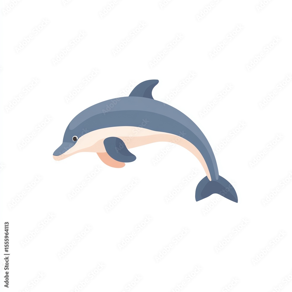 Obraz premium Graceful Dolphin Leaps Through Ocean Waters, A Minimalist Vector Illustration Depicting Aquatic Life