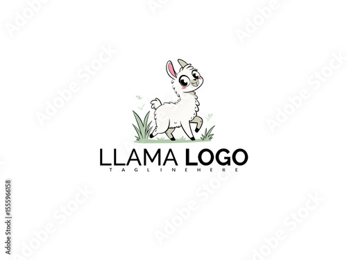 Cute Kawaii Llama Clipart with Balloon and Party Hat. Cartoon Mascot Logo for Birthday Invitations, Baby Products, Children’s Brands, and Playful Merchandise Design Templates.

