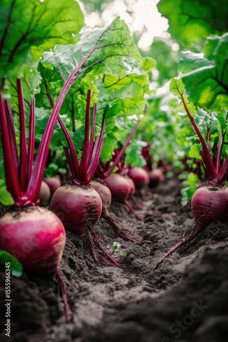 Beetroot plants growing in a field