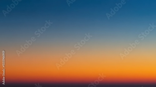 Gradient Sky Blue Blends into Orange with Dark Horizon, Abstract Color Transition