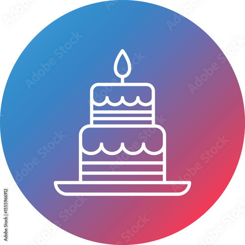 Two Layered Cake Line Gradient Circle Background Icon