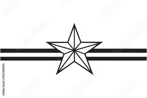 Gold star on striped strap line art and black color