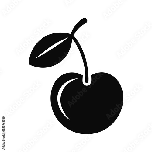 Cherry silhouette vector icon on white background