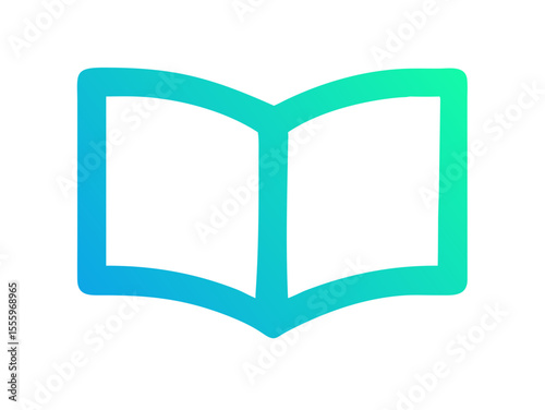 Simple, black and white open book icon for educational or literary use. A clean, vector graphic of an open book, presented in a solid black color and verients colour on a white background.