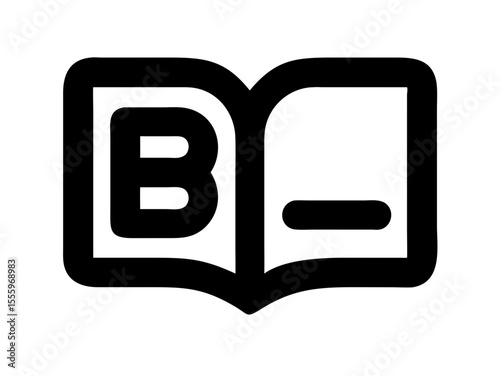 Simple, black and white open book icon for educational or literary use. A clean, vector graphic of an open book, presented in a solid black color and verients colour on a white background.