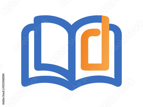 Simple, black and white open book icon for educational or literary use. A clean, vector graphic of an open book, presented in a solid black color and verients colour on a white background.