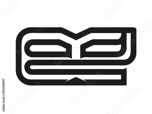 Simple, black and white open book icon for educational or literary use. A clean, vector graphic of an open book, presented in a solid black color and verients colour on a white background.