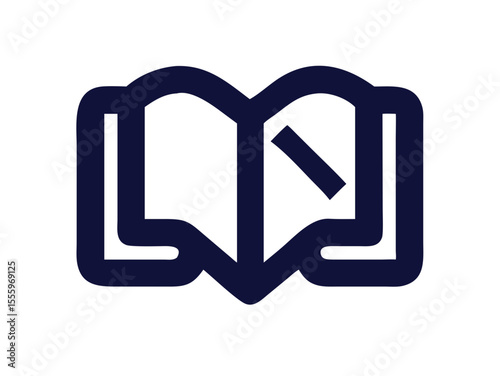 Simple, black and white open book icon for educational or literary use. A clean, vector graphic of an open book, presented in a solid black color and verients colour on a white background.