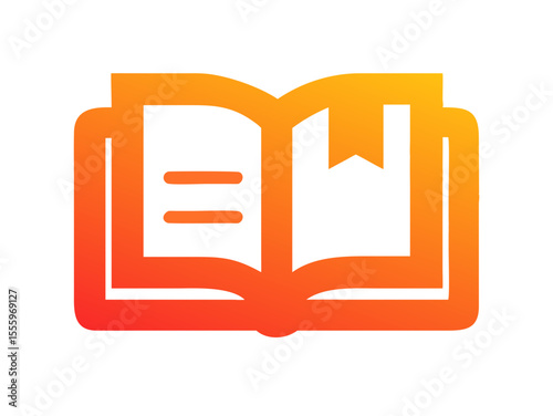 Simple, black and white open book icon for educational or literary use. A clean, vector graphic of an open book, presented in a solid black color and verients colour on a white background.