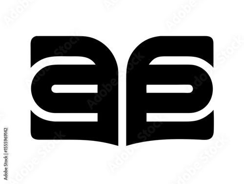 Simple, black and white open book icon for educational or literary use. A clean, vector graphic of an open book, presented in a solid black color and verients colour on a white background.