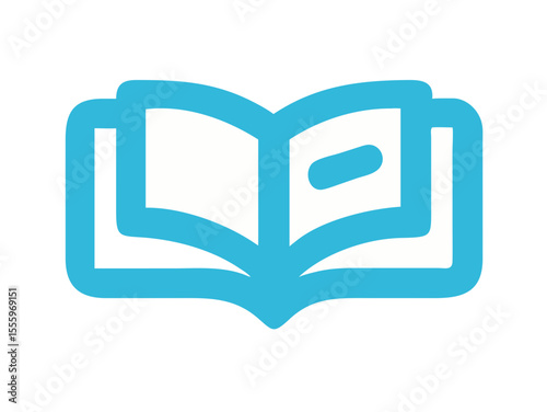 Simple, black and white open book icon for educational or literary use. A clean, vector graphic of an open book, presented in a solid black color and verients colour on a white background.