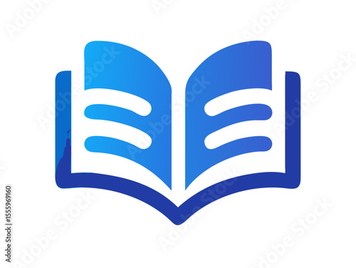 Simple, black and white open book icon for educational or literary use. A clean, vector graphic of an open book, presented in a solid black color and verients colour on a white background.
