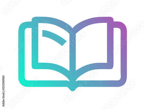 Simple, black and white open book icon for educational or literary use. A clean, vector graphic of an open book, presented in a solid black color and verients colour on a white background.