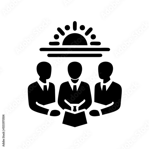 A business team in a minimalist style in black and white colors representing collaboration and a new beginning